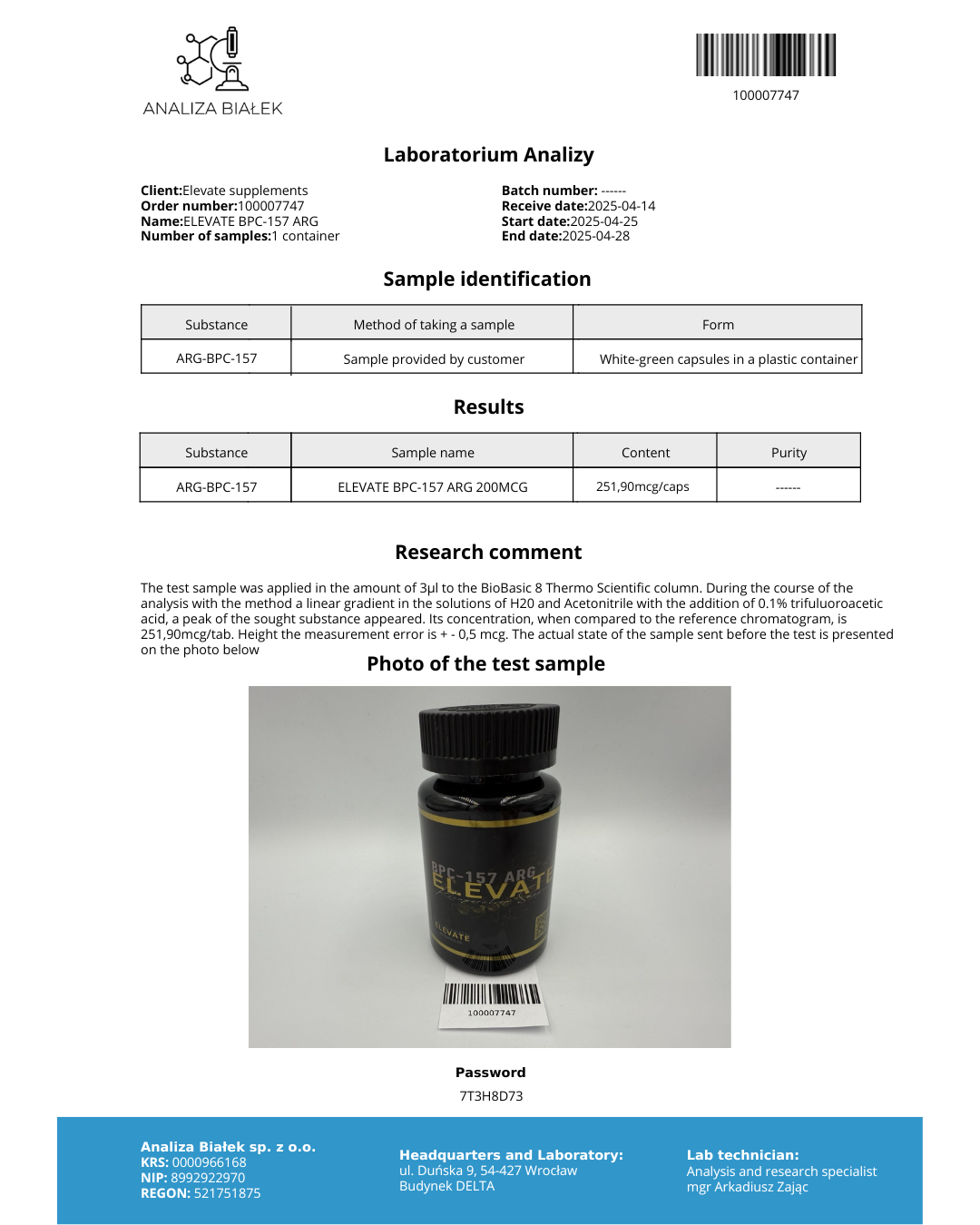ELEVATE | BPC 157 ARG RECOVERY SUPPORT (60 SERVINGS)